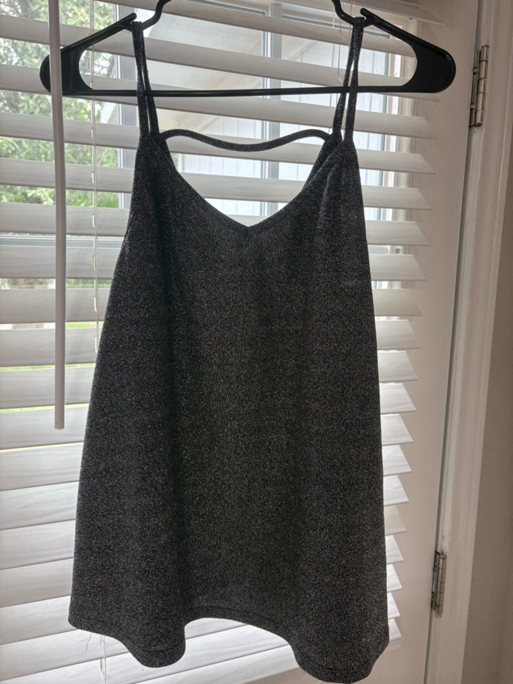 Peach Love California Shimmery Black Knit Cami